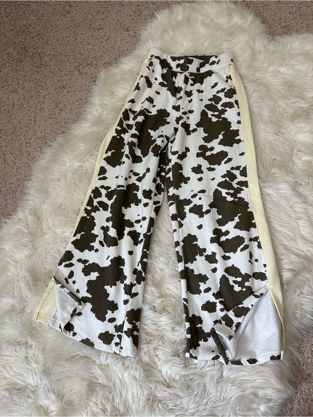 Grayson Threads Brown and White Cow-Print Wide Leg Kids Pants